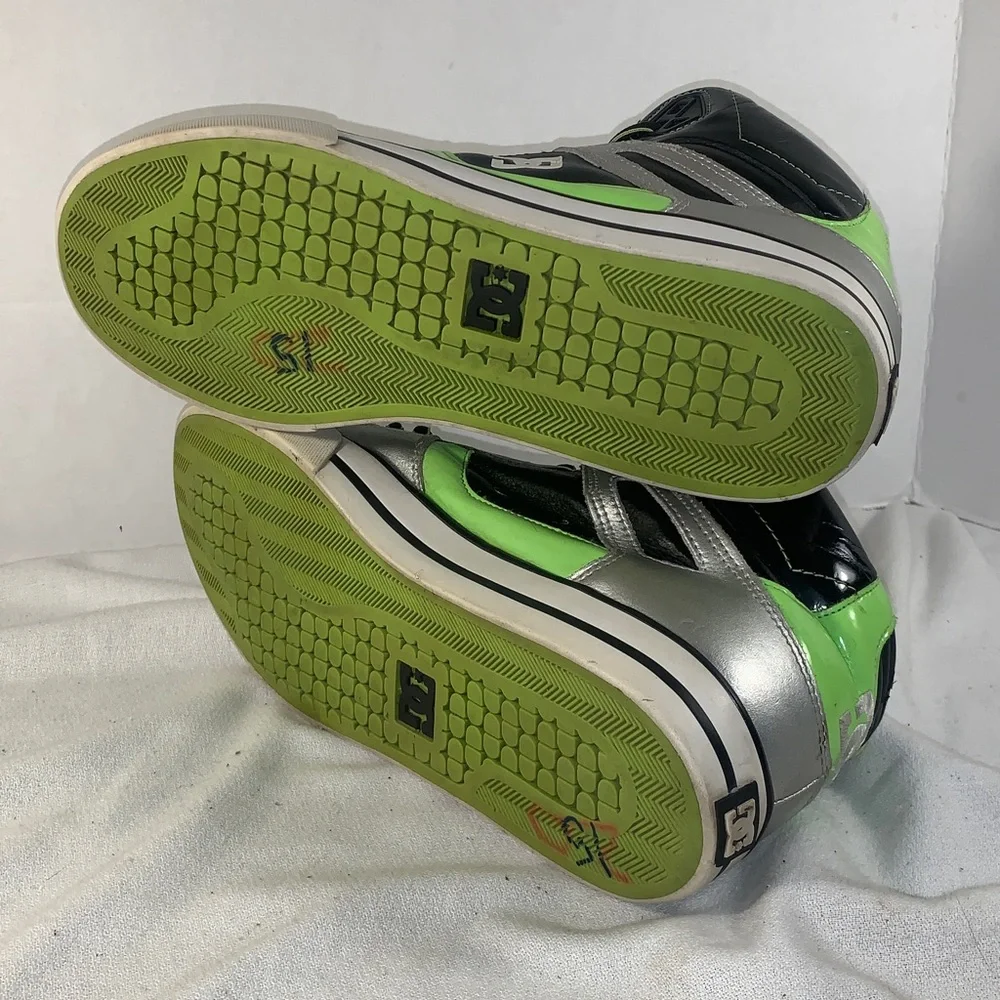 DC Men’s Pure High-Top Black/Silver/Green Skate Sneakers
